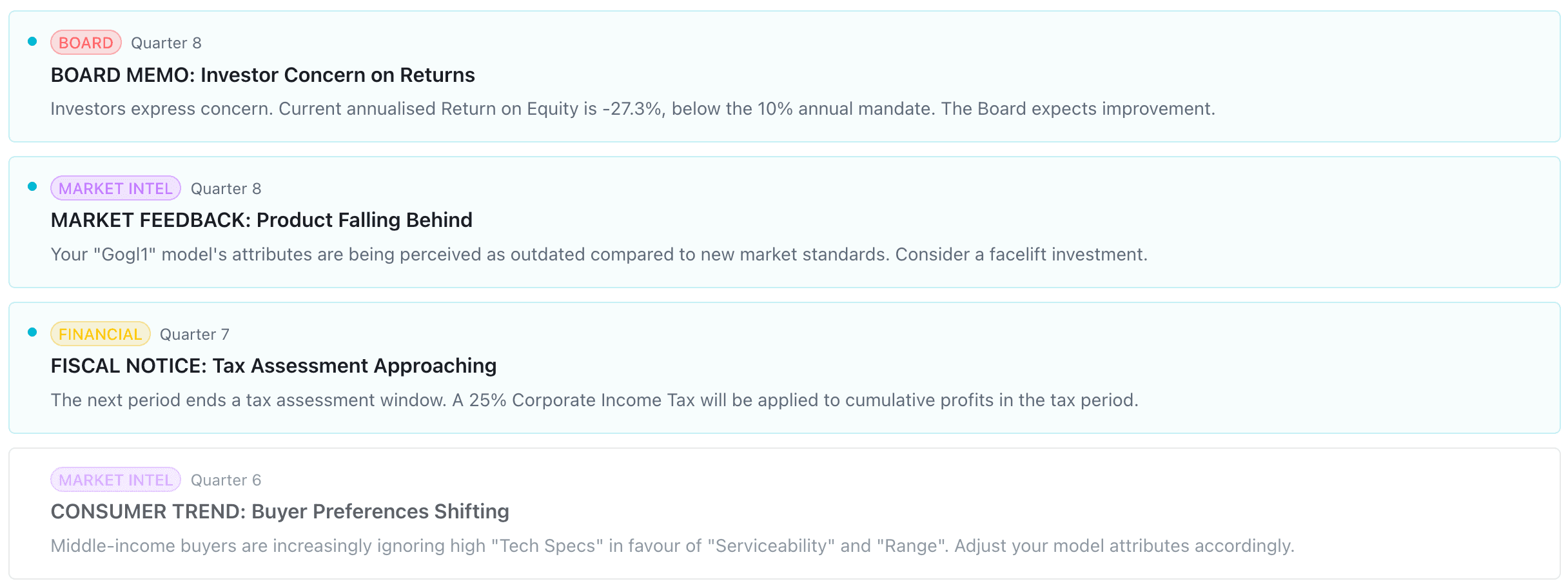 Market intelligence and news feed